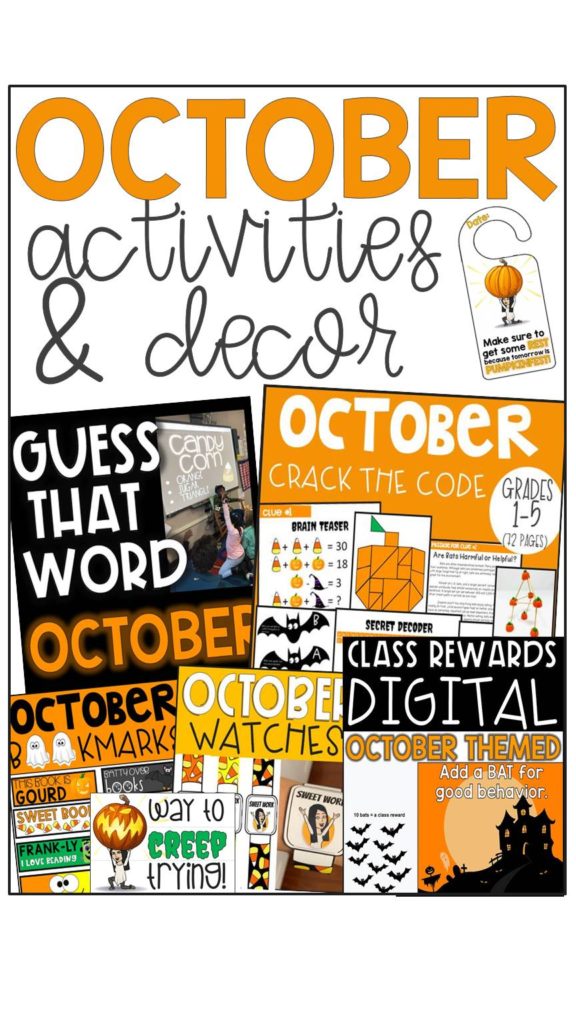 October Crack the Code Grades 1-5 | Printable Teacher Resources | The  Limitless Classroom