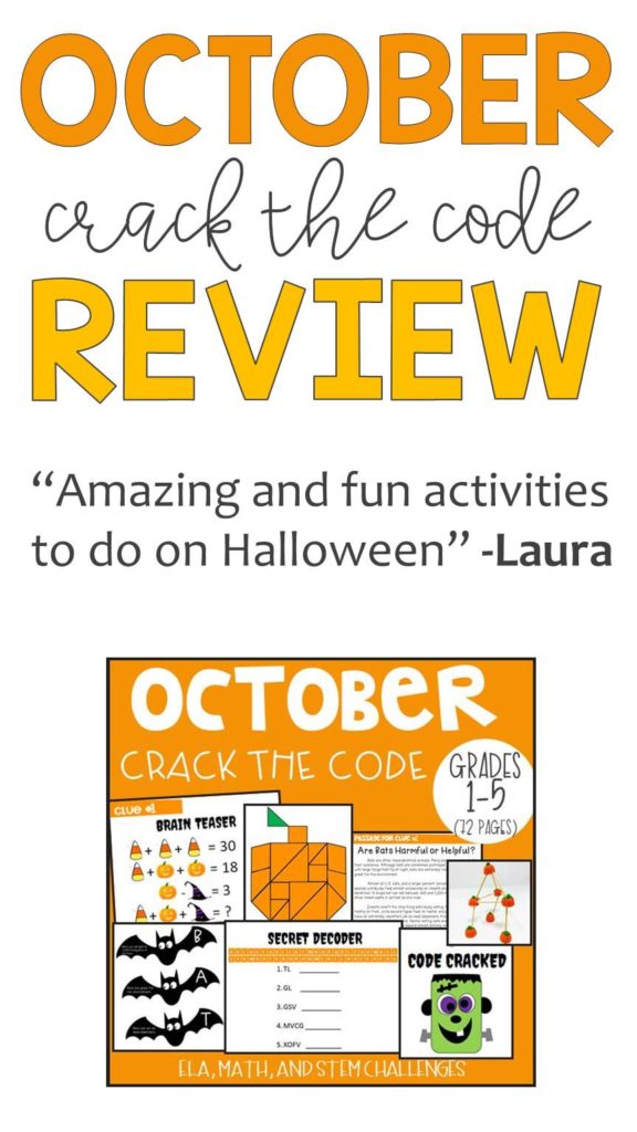 October Crack the Code Grades 1-5 | Printable Teacher Resources | The  Limitless Classroom